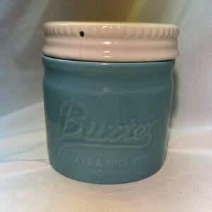 Dowan- white ceramic butter keeper craft crock with lid.